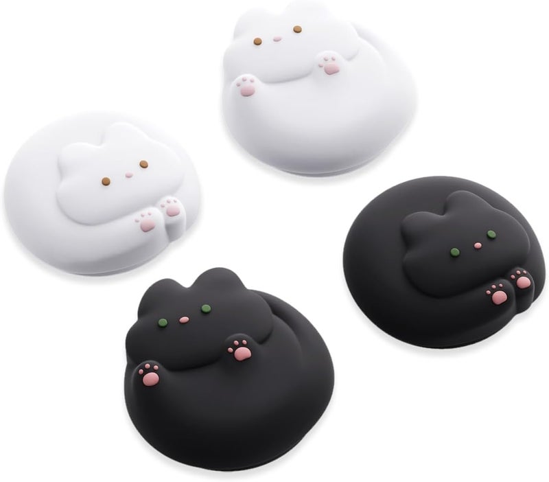 GEEKSHARE Joystick Caps Compatible with Switch 2 - Anti-Slip Thumb Grip Caps - Silicone Analog Cover Thumbstick Grips for Switch 2025, Black & White Kittens - Image 1